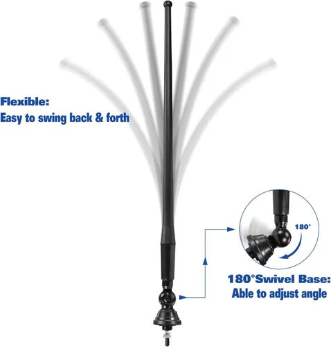 Vista 3 de Eightwood Antena de radio de barco marino de 16 pulgadas, palo flexible de goma FM AM Antenas estéreo para barco, coche, RV, autocaravana, ATV, UTV