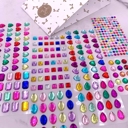 Vista 3 de Elwish 365 piezas de pegatinas redondas de joyas, pegatinas de gemas, diamantes de imitación para manualidades, pegatinas de gemas autoadhesivas