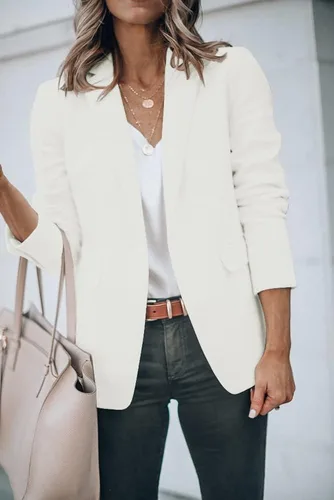 Vista 3 de Cicy Bell Blazers casuales femeninos con abertura frontal y manga larga chaquetas y blazers para trabajo de oficina