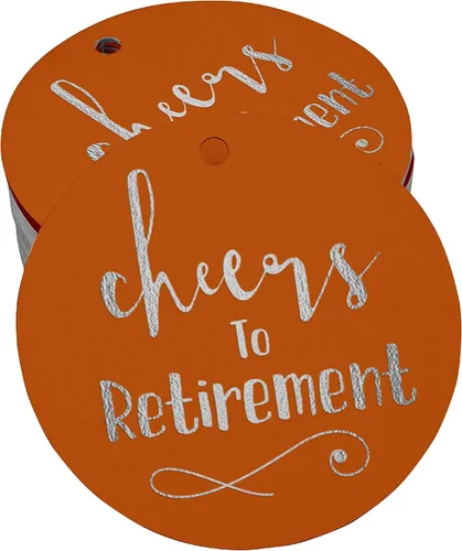 Vista 28 de Etiquetas de papel para colgar con texto en inglés "Cheers to Retirement Wall" (50 unidades)