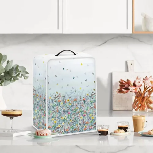 Vista 69 de Funda para cafetera, poliéster, azul, se adapta a la mayoría de máquinas de café estándar, protector resistente al polvo, huellas dactilares Playa