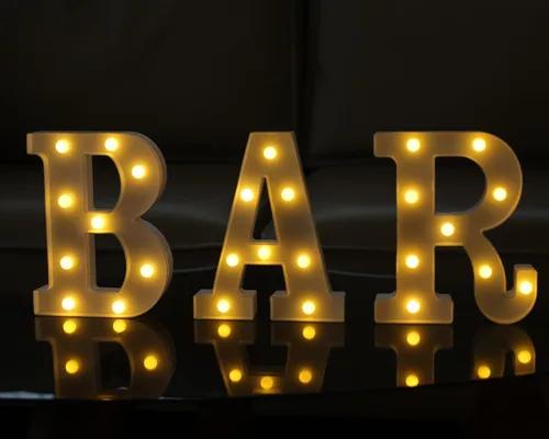 Vista 6 de Letras Iluminadas, Luces de Letras LED 26 del Alfabeto, Letra Iluminada Decorativa, Letras de Marquesina LED a Batería para Fiesta, Bar, Luz Luz