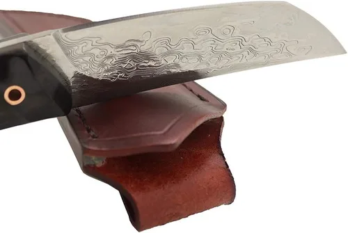 Vista 4 de MASALONG VG10 Damasco Short tanto cuchillo kni198 Hoja fija de espiga completa (mango negro)