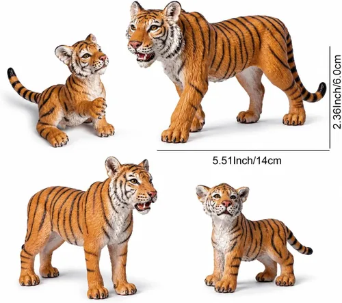 Vista 6 de Gemini&Genius Juego de figuras de la familia de Tigres, animales salvajes Marrón