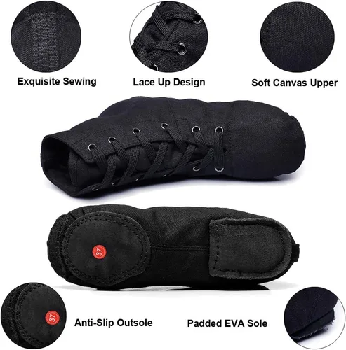 Vista 2 de MSMAX Zapatos de botas de jazz para mujer, zapatos de personaje para mujer, botines para hombre