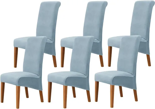 Vista 27 de Juego de 2 fundas de terciopelo para sillas de comedor, color beige, fundas elásticas para sillas de comedor y cocina, reutilizables, protector