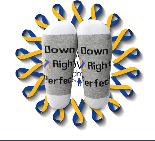 Vista 5 de LEVLO - Calcetines para concienciar al síndrome de Down Right perfectos calcetines de algodón para regalo de mamá orgullosa