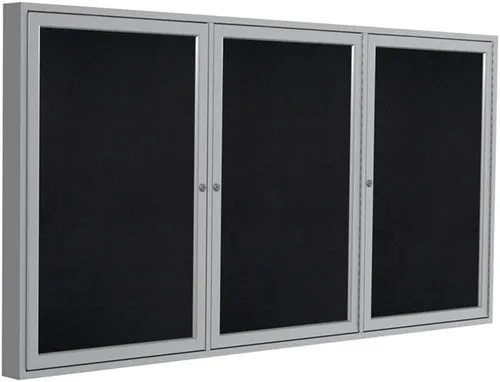Vista 11 de Ghent Tablero de anuncios cerrado de goma reciclada de 3 puertas de 36 x 72 pulgadas, interiores, resiste roturas, con cerradura, marco de aluminio