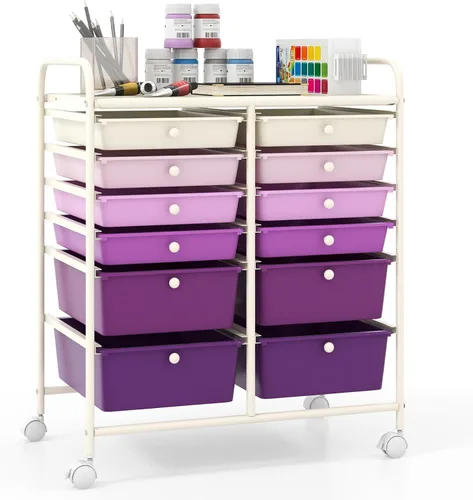 Vista 33 de Giantex Carro Organizador con 6 Cajones, con Ruedas, para Herramientas, Papel de Recortes, Hogar, Oficina, Escuela, Carro Utilitario Móvil Multiusos
