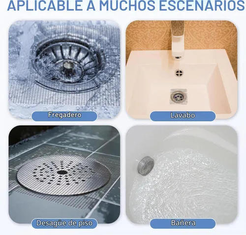 Vista 7 de Cubierta de Drenaje de Ducha Desechable Captador de Pelo, 2026 Mejora de 3.94 Pulgadas Cuadradas, Pegatinas para Drenaje de Piso Captador de Pelo