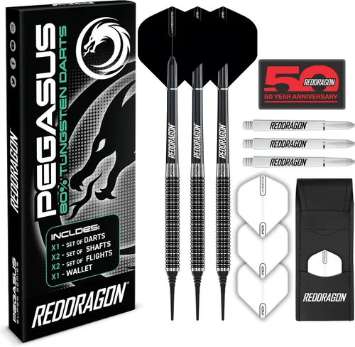 Vista 7 de RED DRAGON Axis Professional Darts Set - 85% Tungsten Darts with Flights, Shafts & Wallet - Available in Multiple Colors, Soft Tip 18g and Steel Tip