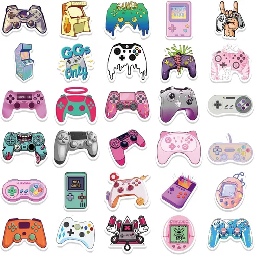 Vista 4 de 100 calcomanías para botellas de agua de videojuegos para niños, calcomanías para jugadores de videojuegos