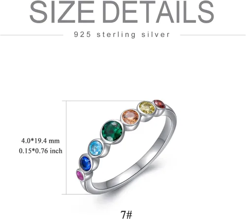 Vista 4 de AOBOCO Anillo de chakra para mujer, plata de ley 925, cristales curativos, joyería para niñas, mamá, hija
