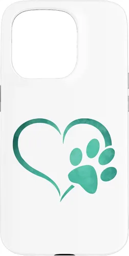 Vista 14 de Vintage green Dog Paw Print heart For Dogs Lover Case for iPhone 16