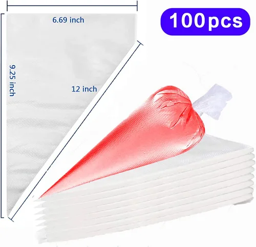 Vista 4 de 100 piezas de bolsas de tubería desechables - Bolsas de tubería sin punta Bolsas de pastelería Bolsas de glaseado para tubería Bolsas