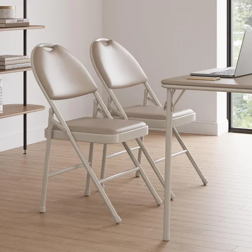 Vista 6 de GAOMON Paquete de 4 sillas plegables para tarjetas, cojín acolchado de poliuretano grueso, patas de metal y almohadillas antideslizantes, asiento
