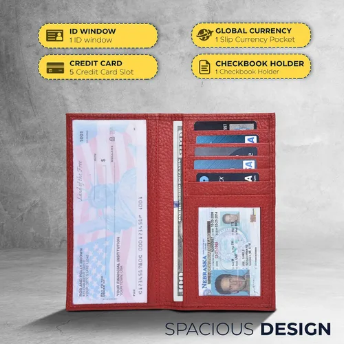 Vista 5 de ESTALON Funda para libro de cheques para hombres y mujeres, funda de cuero estándar para chequera