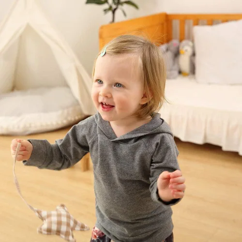 Vista 7 de Ropa de bebé niña de manga larga con capucha sudadera con pantalones florales con diadema conjuntos de ropa