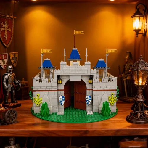 Vista 2 de Set de Bloques de Construcción de Castillo de Caballero Medieval Usoway, Viene con 12 Figuras de Caballeros, Compatible con Juguetes Lego de Plaza