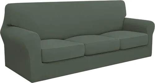Vista 11 de Easy-Going Funda de sofá 100% impermeable doble de 3 piezas, elástica, suave, para perros, para sofá de 2 cojines separados, protector de muebles a