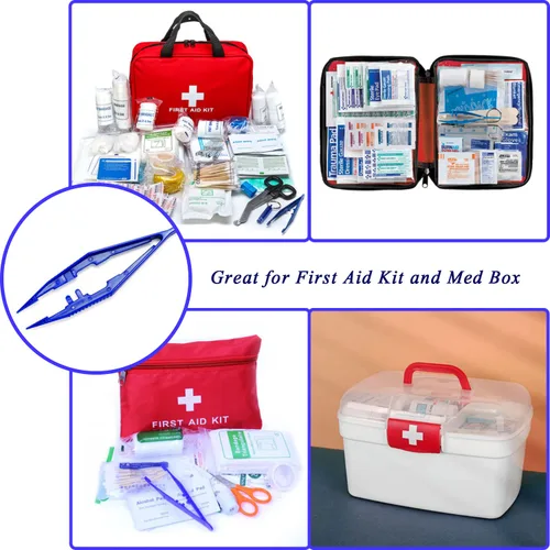 Vista 2 de Pinzas de primeros auxilios, pinzas de plástico, fórceps desechables para uso médico, manualidades, vendaje, gasa, laboratorio, escuela, ciencias