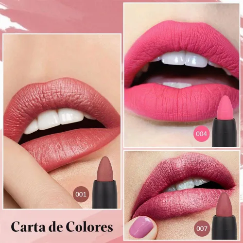 Vista 2 de evpct 3 piezas de lápiz crayón delineador de labios mate metálico rosa natural ligera y lápiz labial Set de larga duración impermeable que coincide