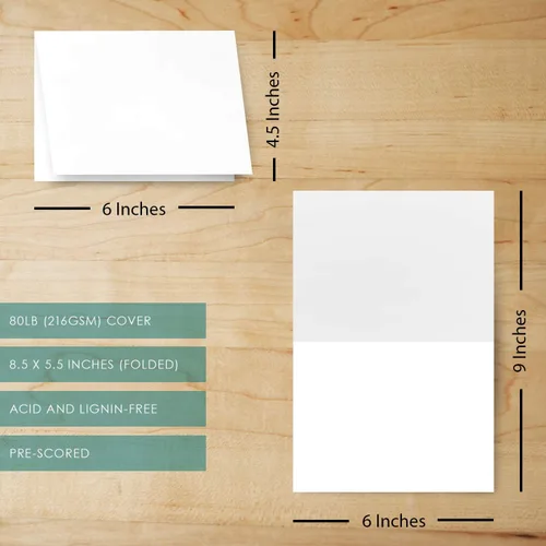 Vista 5 de Tarjetas de felicitación blancas de 4.5 x 6 pulgadas, 100 tarjetas