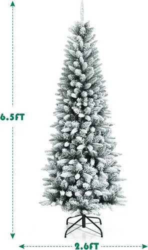 Vista 6 de BestComfort Árbol de Navidad flocado de nieve de 7.5 pies, árbol de nieve con bisagras con 1189 puntas de rama, polietileno de calidad y PVC