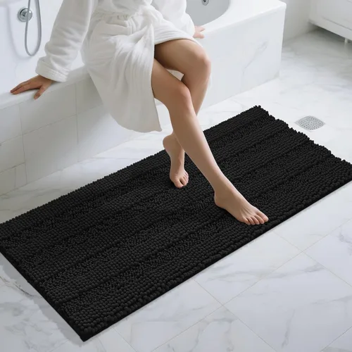 Vista 126 de Yimobra Tapetes de baño lavables, de chenilla súper suave y absorbente, para suelo y alfombra, de secado rápido, antideslizante, para bañera y Beige