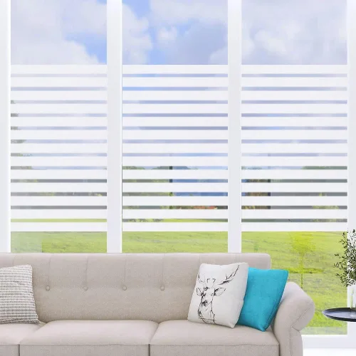 Vista 3 de Película esmerilada de 2/4 rayas para ventana, calcomanía de privacidad para ventana, calcomanías decorativas de vinilo para ventana, protección UV