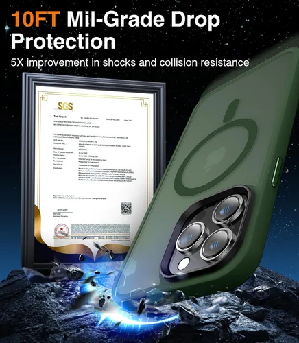 Vista 4 de Meifigno Magic Mag Series - Funda para iPhone 14 ProMax, [protección de grado militar y compatible con MagSafe], parte trasera mate translúcida