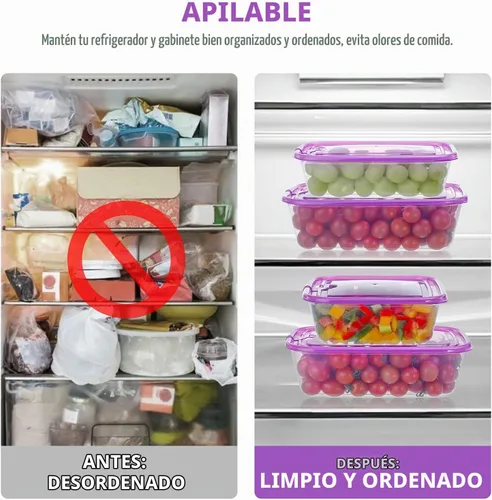 Vista 4 de KIGI Paquete de 6 recipientes de plástico de 20 onzas con tapas, herméticos, rectangulares, para preparación de comidas, microondas, congelación