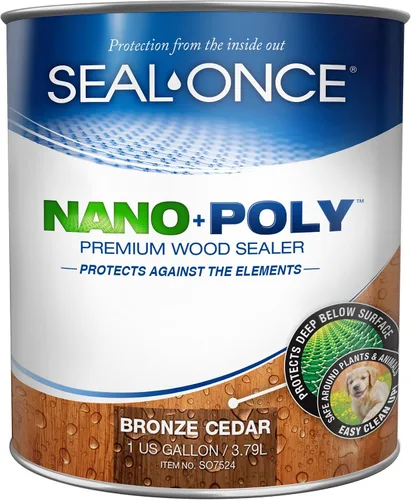Vista 26 de Sellador Seal-Once Nano+Poly de madera penetrante con poliuretano, sellador impermeable de alta calidad, 1 galón, negro Sellador impermeable