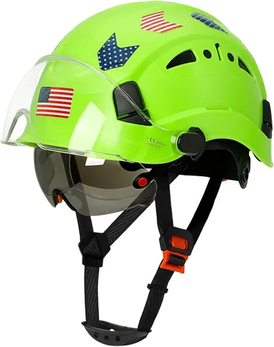 Vista 13 de Construction Hard Hats with Clear and Tinted Visor - OSHA Approved ANSI Z89.1 Dual Eye Protection Black Hard Hat with Chin Straps for Men
