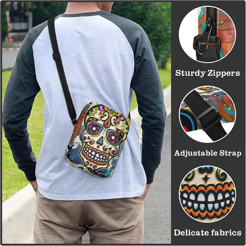 Vista 6 de Sinestour Mexico Flag Messenger Bag for Women Men Over The Shoulder Bag for Phone Passport