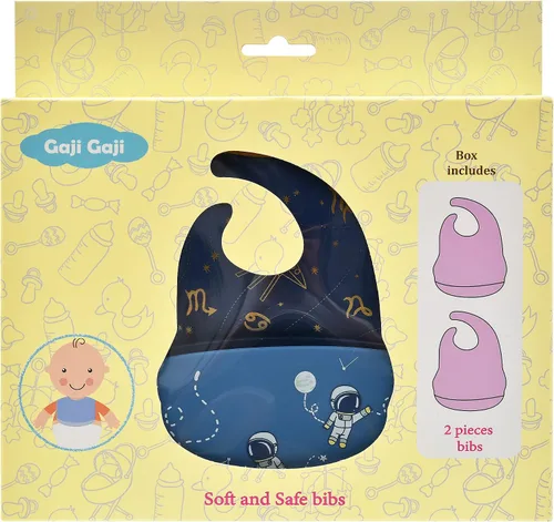 Vista 2 de Babero de silicona impermeable para bebé, fácil de limpiar, secado rápido, suave y cómodo, babero de alimentación, mantiene las manchas fuera