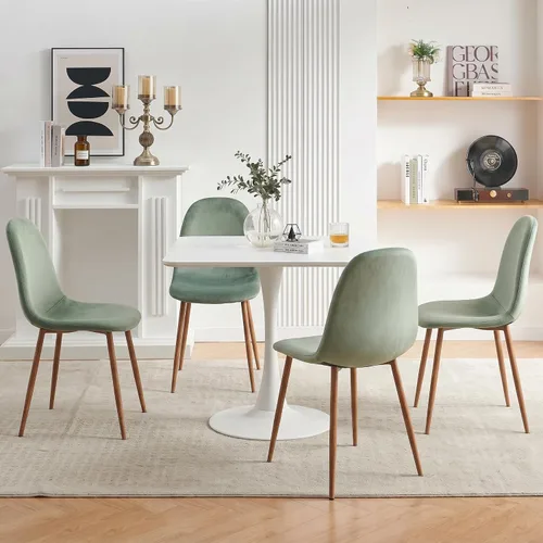 Vista 11 de Howtek Juego de mesa de comedor de 5 piezas, mesa de comedor rectangular moderna con 4 sillas de comedor de terciopelo, juego de mesa de cocina que