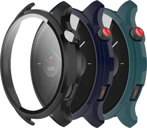 Vista 8 de Funda protectora compatible con Amazfit GTR 4, protector de pantalla de vidrio templado de policarbonato duro, ultrafina, cubierta completa, a