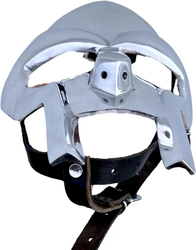 Vista 2 de MF Doom Máscara medieval vikingo DoomMask, casco de gladiador romano, accesorio de disfraz de Halloween DoomMask.
