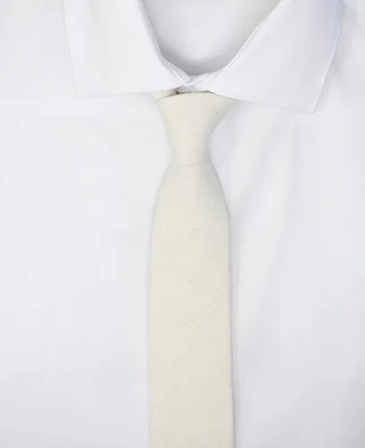 Vista 111 de Corbata delgada de algodón cambray para hombre, estilo desgastado texturizado - 2 1/2 pulgadas de ancho