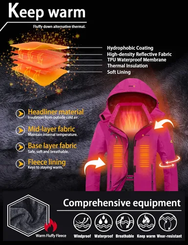Vista 5 de GEMYSE Womens Mountain Waterproof Ski Snow Jacket Winter Windproof Rain Jacket