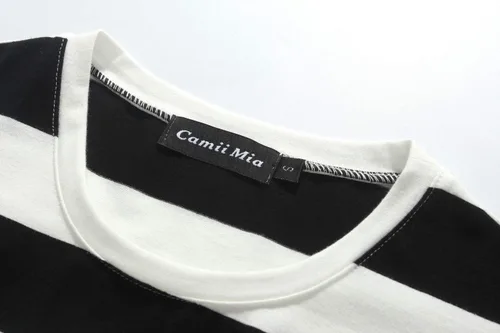 Vista 3 de Camii Mia -Manga larga-Camisetas-para-Hombre-Camisas a rayas Algodón Cuello Redondo Ligero Causal