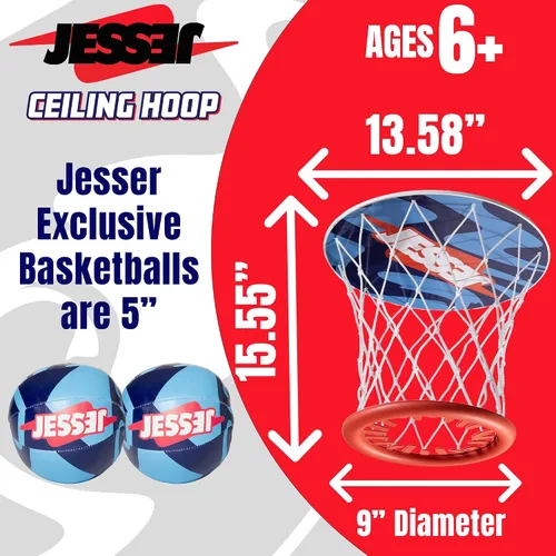 Vista 4 de Aro de Baloncesto Mini Oficial de Techo Jesser con (2) Bolas Exclusivas Divertido Juego de Interior para Todas las Edades 6+
