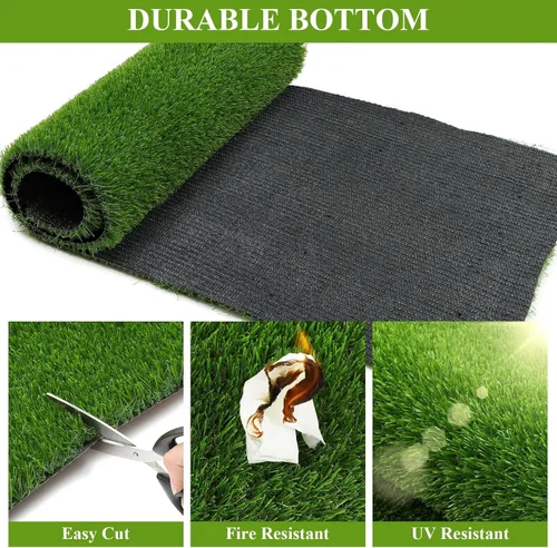 Vista 3 de Alfombra de césped artificial de 0.8 pulgadas, para interior y exterior, para jardín, césped sintético, para césped, alfombra de césped artificial