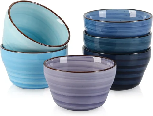 Vista 8 de Selamica Vasos de cerámica para caldo de 8 onzas, cuencos pequeños de 4 pulgadas, cuencos de postre para salsa de sopa, tazas de café, aptas