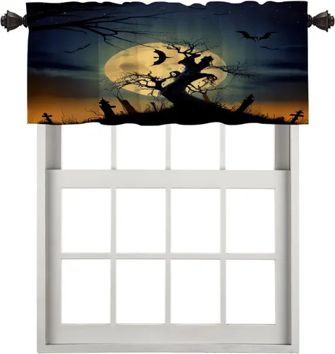 Vista 193 de Cortinas opacas de poliéster multicapa marrón con diseño de bosque natural, 2 unidades, 26 x 24 pulgadas