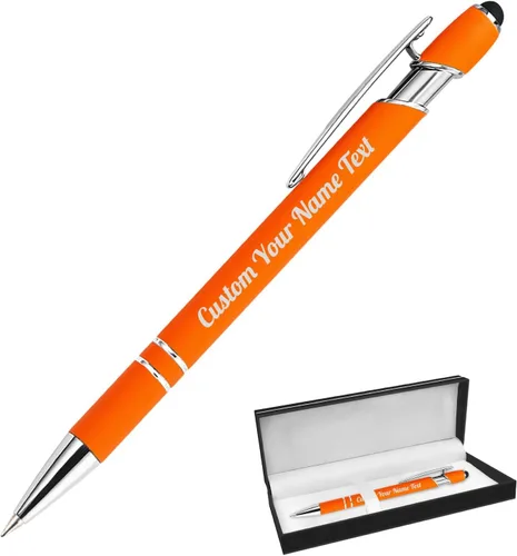 Vista 92 de Bolígrafo personalizado, 1 unidad, bolígrafo personalizado con logotipo de mensaje de nombre comercial grabado, lápiz digital de tinta negra suave