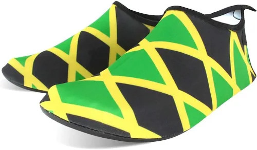 Vista 2 de Zapatos de agua para mujeres y hombres de secado rápido, zapatos de playa para surf al aire libre, yoga, ejercicio, bandera de Jamaica, Caribe