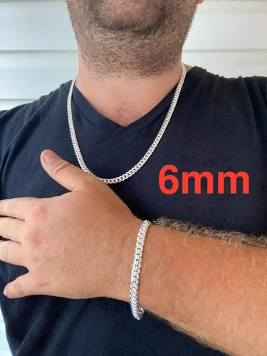 Vista 6 de Cadena o pulsera de eslabones cubanos Miami de plata de ley 925 maciza, para hombre real, 0.197-0.551 in, 7-30 pulgadas, hecha a mano en Estados