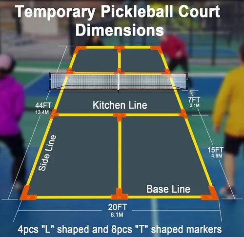 Vista 5 de Portable Pickleball Net Set, 22FT Pickle Ball Net with Paddle Set of 4 Regulation Size Net, Weather Resistant Steel Frame, Outdoor Pickleballs and